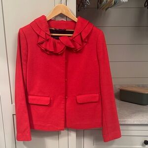 Boden Vibrant Red Ruffled Blazer